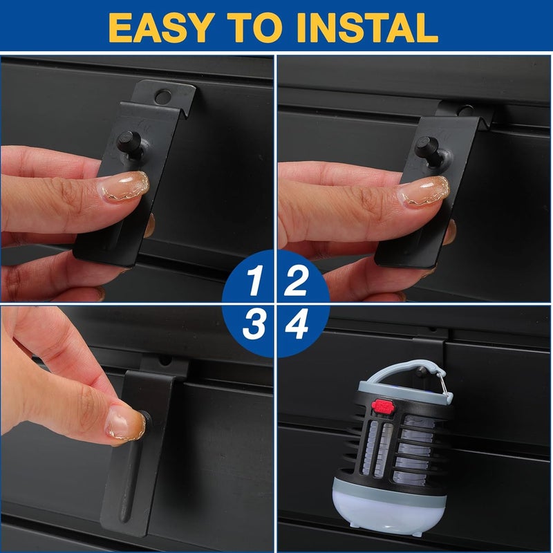 JaGely 10 Pcs Metal Slatwall Hooks 3 Inch Commercial Slatwall Utility Notch Hooks Picture Hanger for Pegboard Photo Frame Display Painting Art Accessories (Black) - Image 4